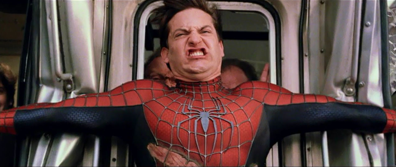 Tobey Maguire as Spider-Man from Sony Pictures' Spider-Man 2.